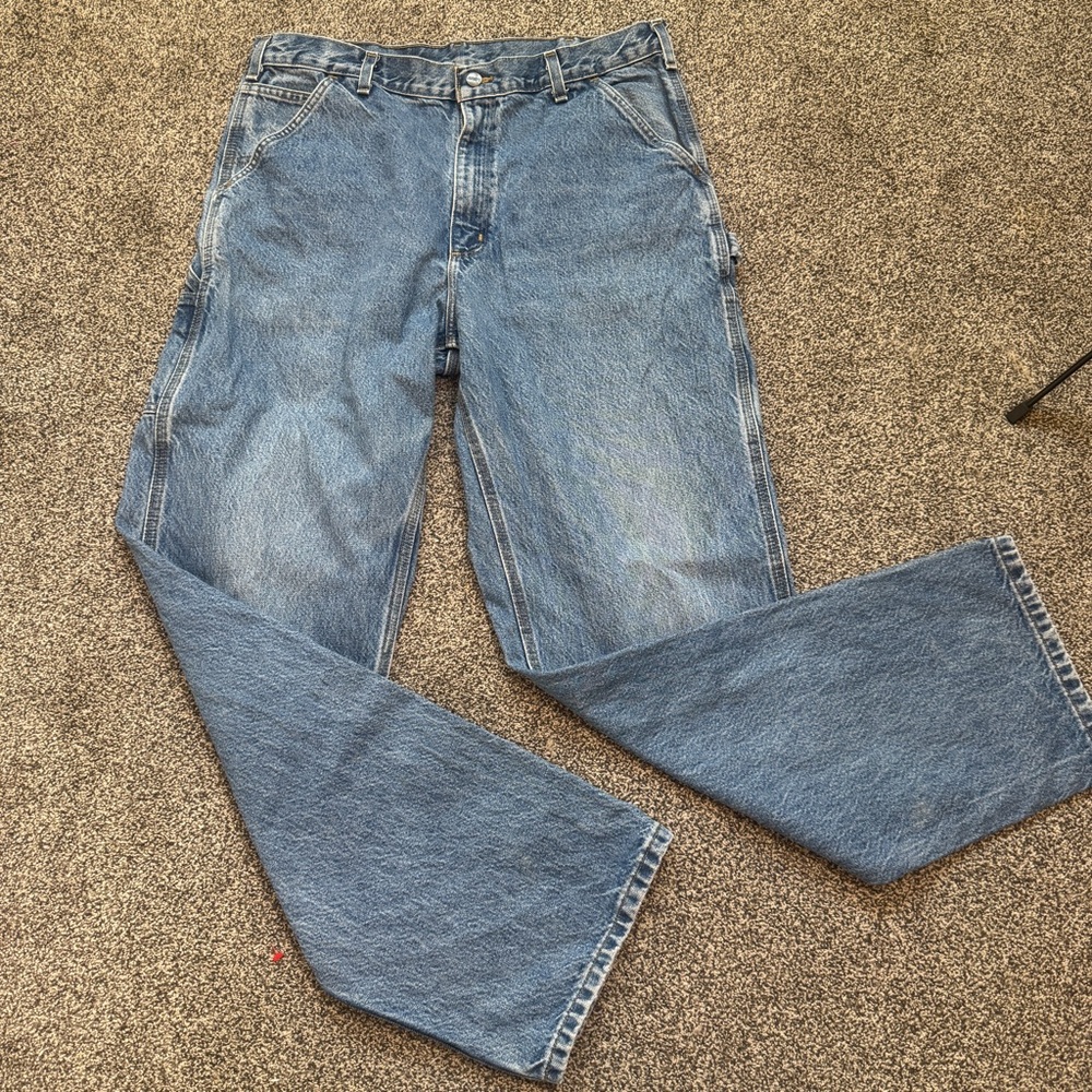 Carhartt B237 DST Carpenter Jeans 36x34 Blue Denim Workwear 2014 Made in Mexico